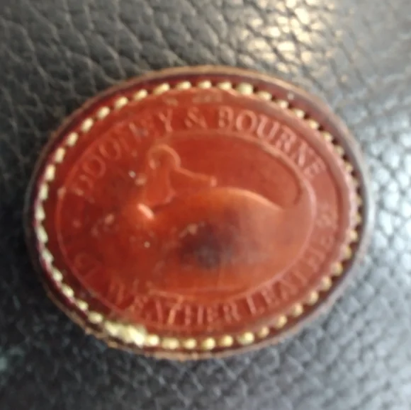 Vintage Dooney And Bourke Large Doomed Satchel Black And Brown Leather - Picture 7 of 10